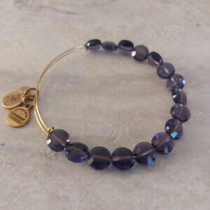 ALEX AND ANI Amethyst Luxe Bracelet Beaded Faceted Bangle Gold Electroplate EUC